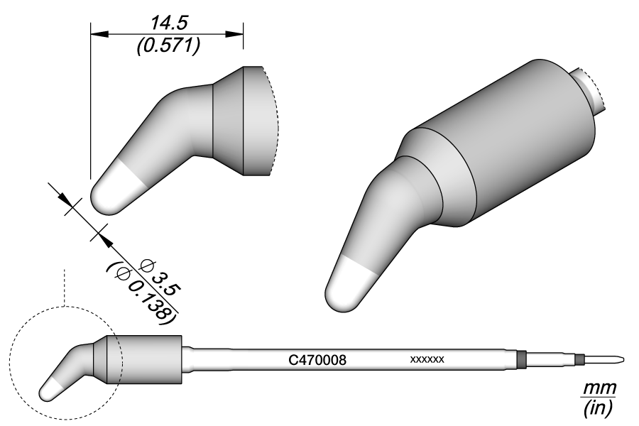 C470008 - Conical Bent Cartridge Ø 3.5